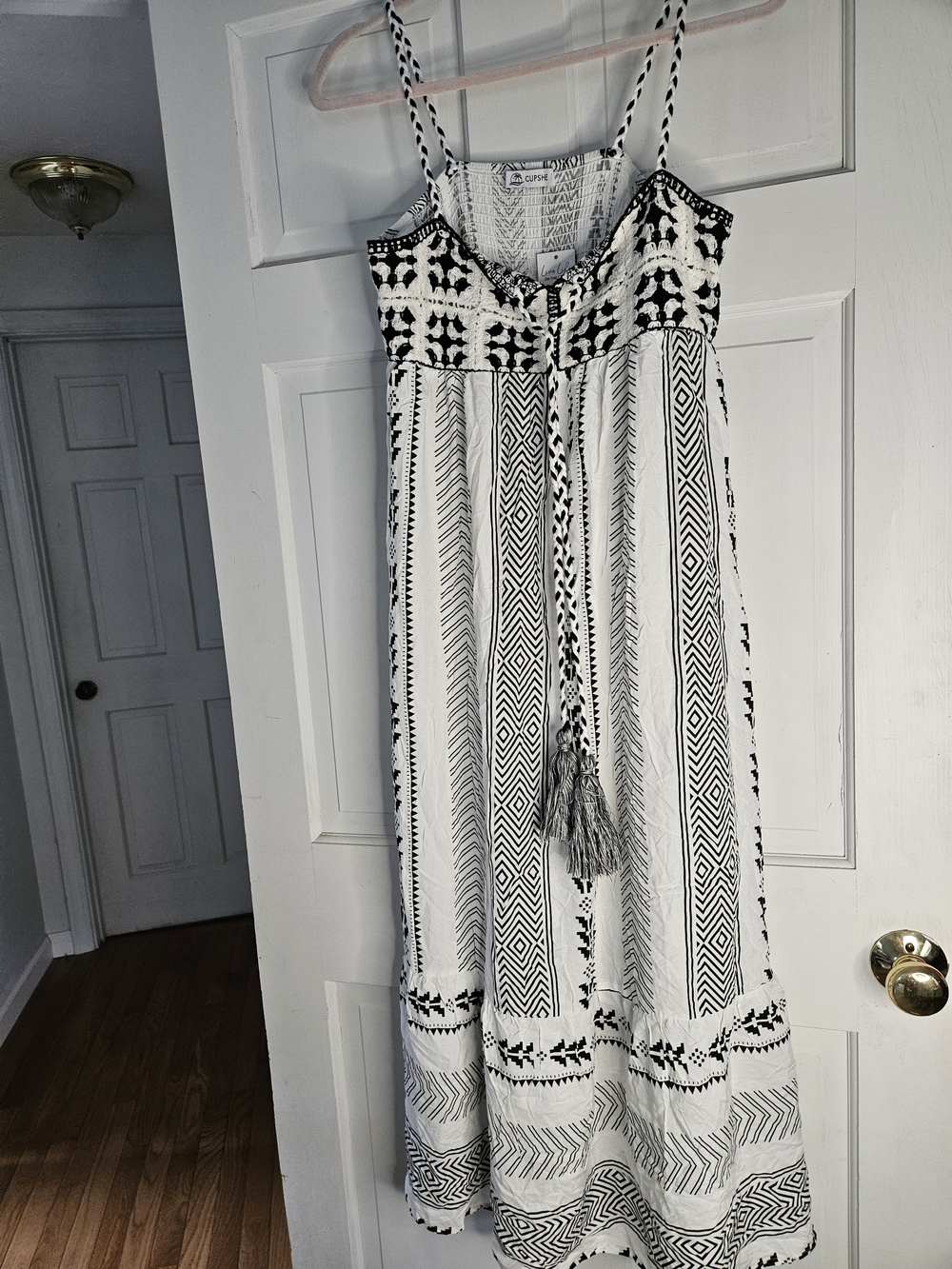 Bohemian Black & White Maxi Dress - Women#244